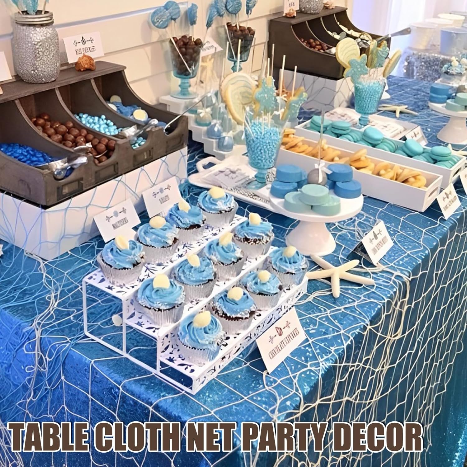 2 Pack Fish Net Decorations for Party, Natural Cotton Hawaiian Party Fishing Net Decorative, Nautical Themed Cotton Fishnet Under The Sea Pirate Ocean Beach Decor - Image 5