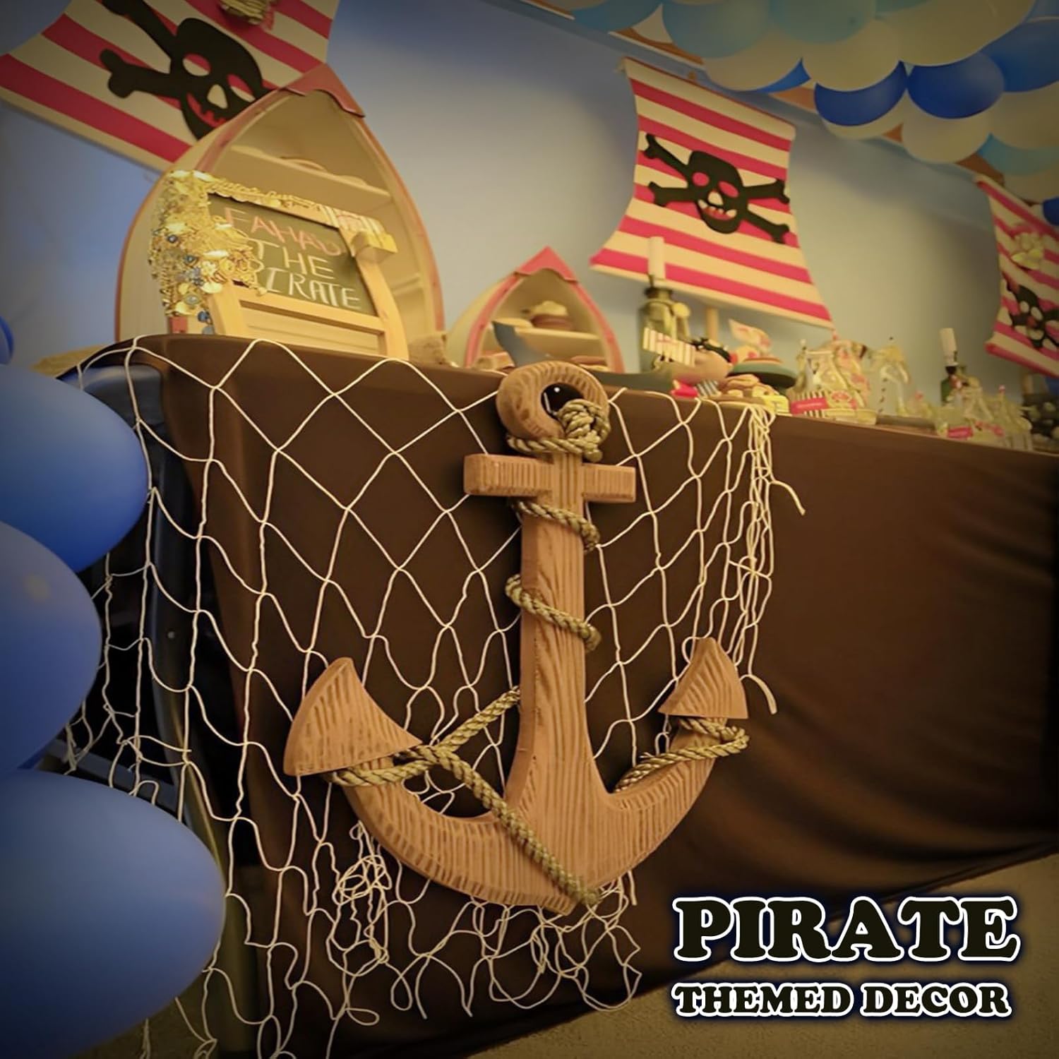 2 Pack Fish Net Decorations for Party, Natural Cotton Hawaiian Party Fishing Net Decorative, Nautical Themed Cotton Fishnet Under The Sea Pirate Ocean Beach Decor - Image 7