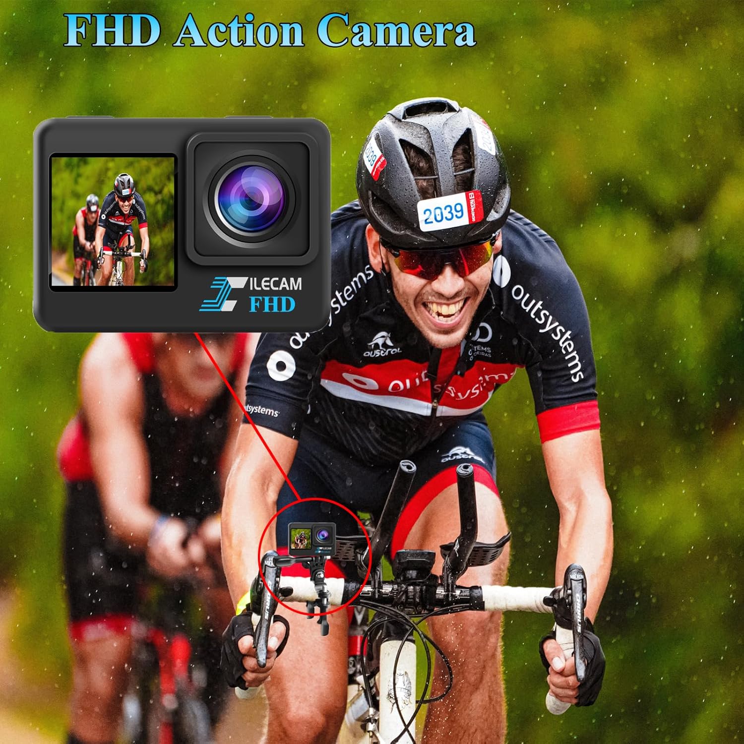 Dual Screen Action Camera 1080P Waterproof Camera 4*Zoom 131FT(40m) Waterproof Underwater Cameras with 2X 1050mAh Batteries and Multifunctional Accessories Sports Cameras - Image 4