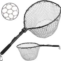 PLUSINNO Fly Fishing Net, Bass Trout Landing Net, Folding Fishing Nets Fresh Water, Safe Fish Catching or Releasing